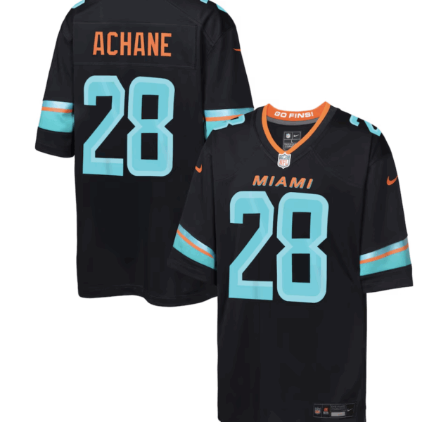 De‚ÄôVon Achane Miami Dolphins Nike Youth 2025 Rivalries Collection Game Jersey - Pitch Blue