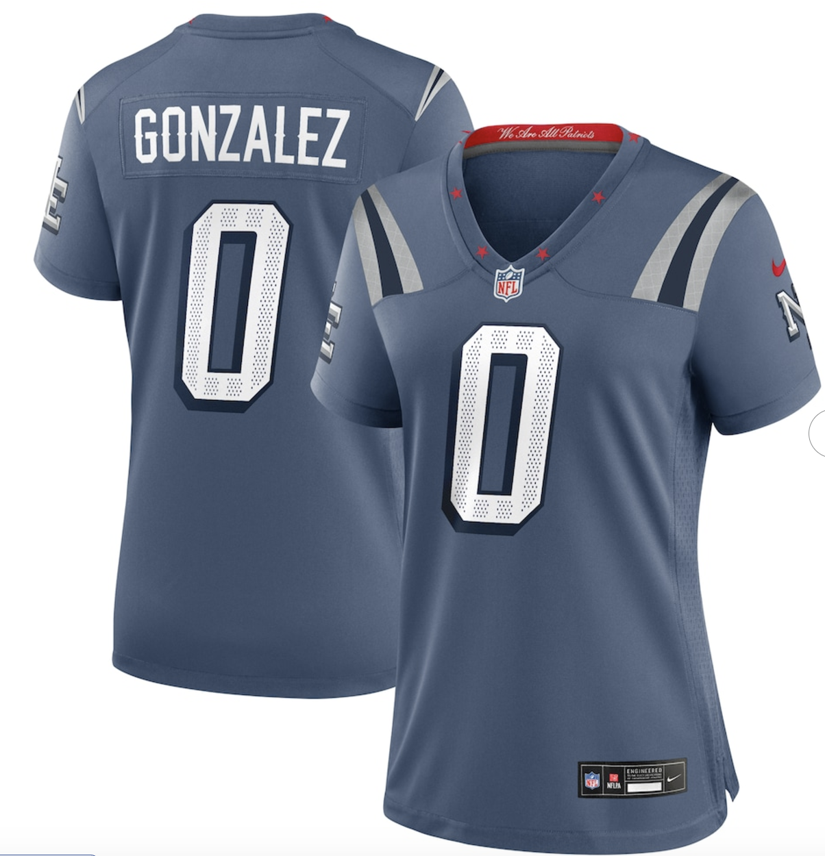 Christian Gonzalez New England Patriots Nike Women's 2025 Rivalries Collection Game Jersey - Storm Blue