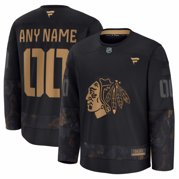 Chicago Blackhawks Fanatics 2024 Military Appreciation Custom Practice Jersey - Black