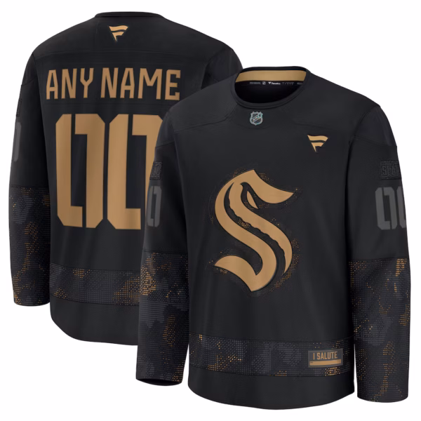 Seattle Kraken Fanatics 2024 Military Appreciation Custom Practice Jersey - Black