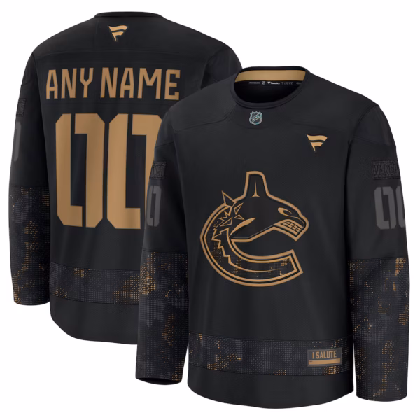 Vancouver Canucks Fanatics 2024 Military Appreciation Custom Practice Jersey - Black