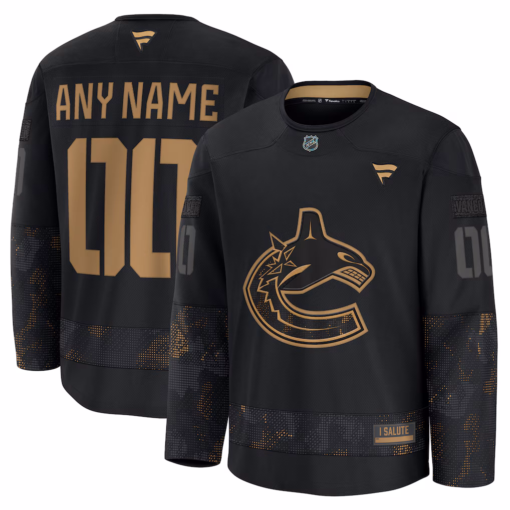 Vancouver Canucks Fanatics 2024 Military Appreciation Custom Practice Jersey - Black