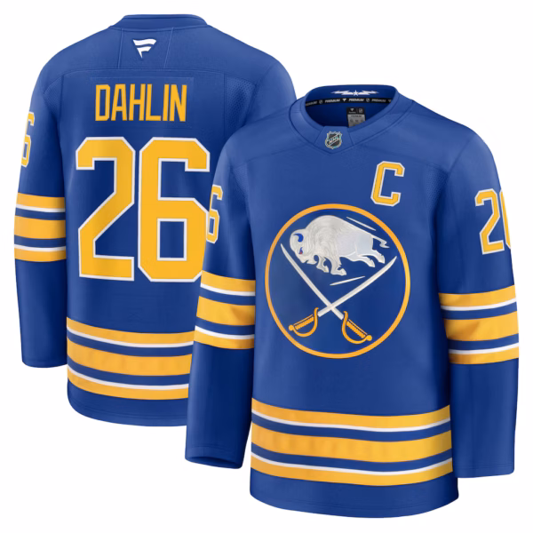 Rasmus Dahlin Buffalo Sabres Fanatics Premium Jersey with Captain's Patch - Royal