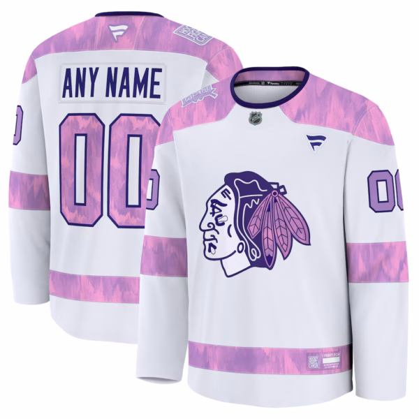 Chicago Blackhawks Fanatics 2024 Hockey Fights Cancer Custom Practice Jersey - White
