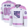New York Rangers Fanatics 2024 Hockey Fights Cancer Custom Practice Jersey - White