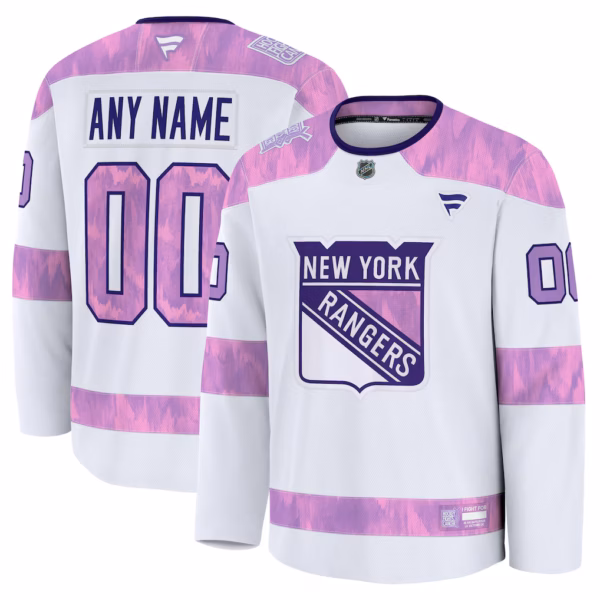 New York Rangers Fanatics 2024 Hockey Fights Cancer Custom Practice Jersey - White