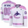 Vancouver Canucks Fanatics 2024 Hockey Fights Cancer Custom Practice Jersey - White