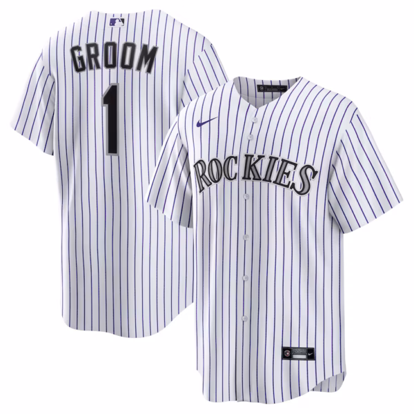 Colorado Rockies Nike #1 Groom Home  Jersey - White