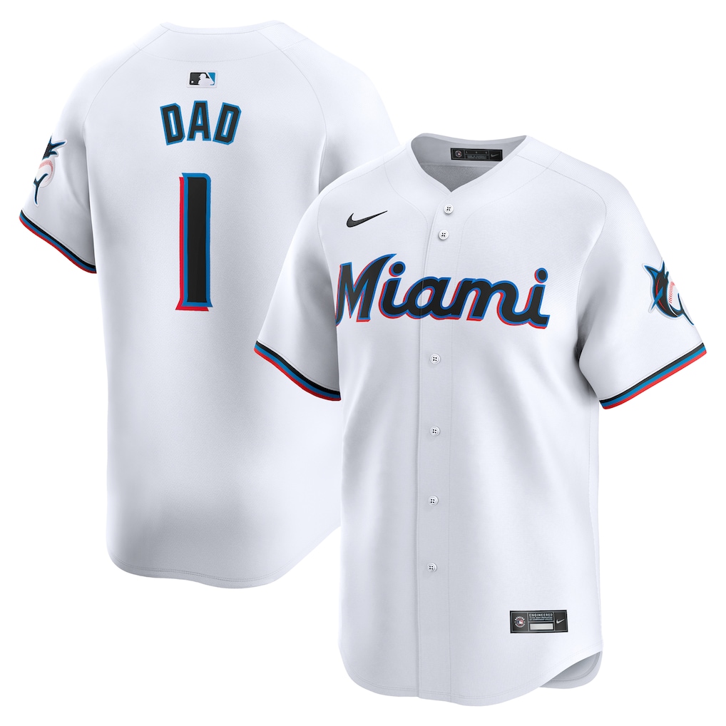 Miami Marlins Nike #1 Dad Home Jersey - White