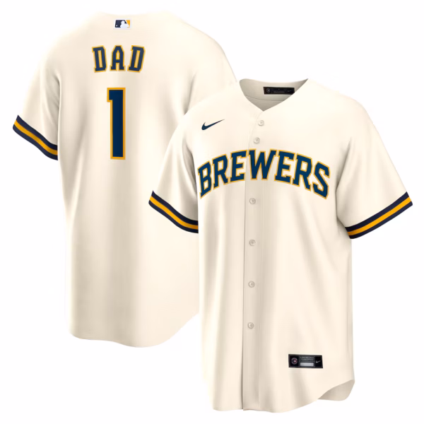 Milwaukee Brewers Nike #1 Dad Home  Jersey - White