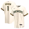 Milwaukee Brewers Nike #1 Groom Home  Jersey - White