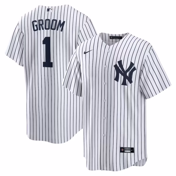 New York Yankees Nike #1 Groom Home  Jersey - White