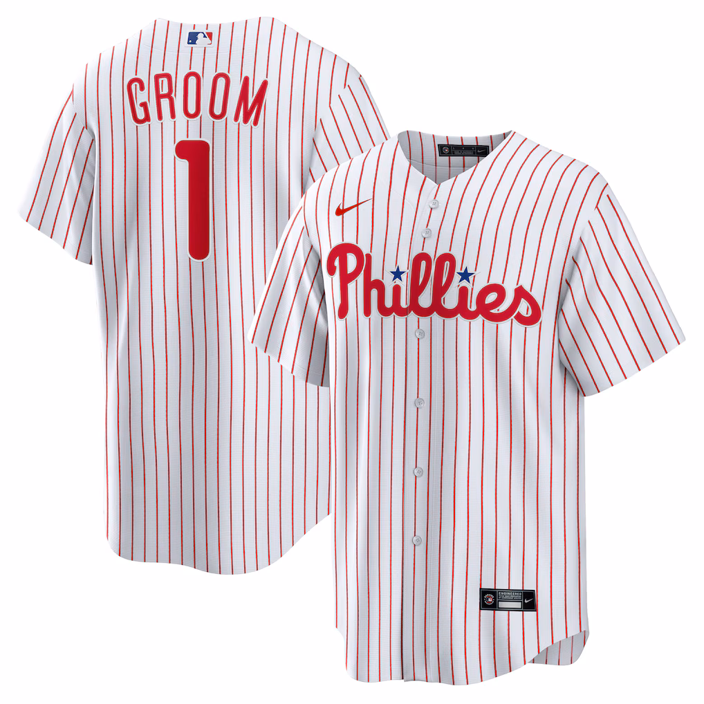 Philadelphia Phillies Nike #1 Groom Home Jersey - White