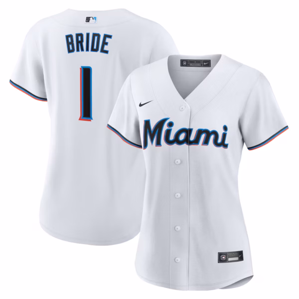 Miami Marlins Nike Women's #1 Bride Home  Jersey - White