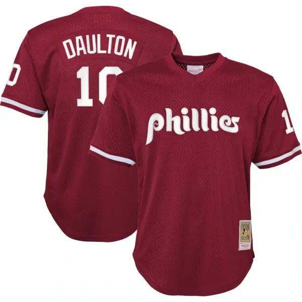 Darren Daulton Philadelphia Phillies Mitchell & Ness Youth Cooperstown Collection Mesh Batting Practice Jersey - Burgundy