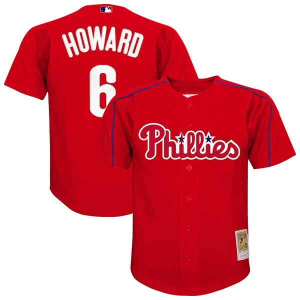 Ryan Howard Philadelphia Phillies Mitchell & Ness Youth Mesh Batting Practice Jersey - Red