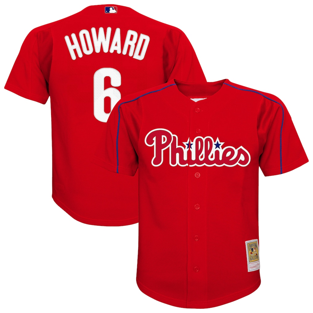 Ryan Howard Philadelphia Phillies Mitchell & Ness Youth Mesh Batting Practice Jersey - Red